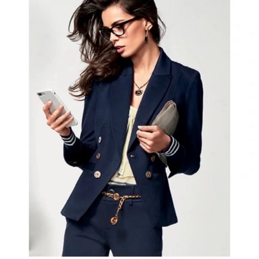 CAbi 5150 Grand Slam Navy Nautical Blazer with Gold Accents